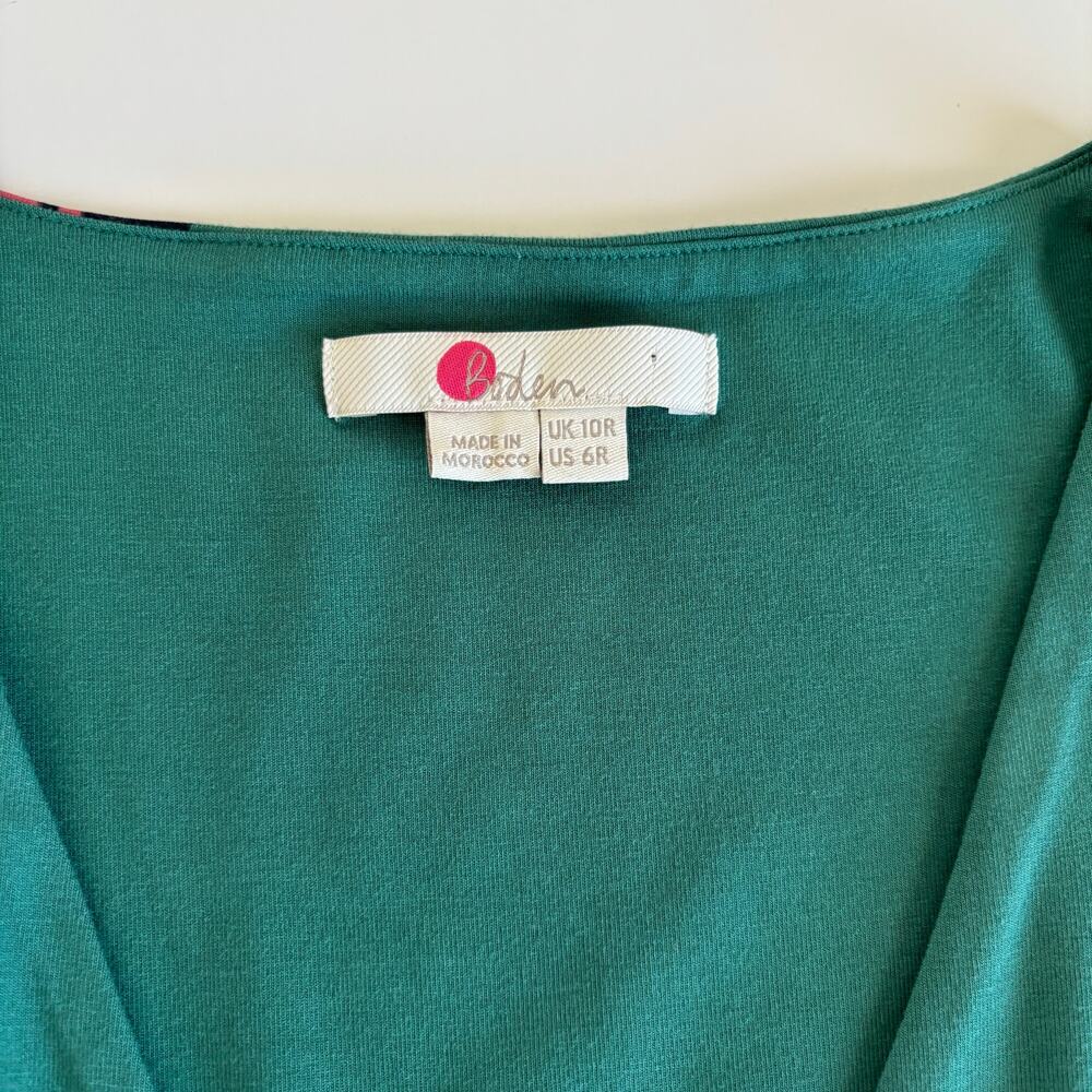 Boden Kassidy Floral Jersey Midi Dress Women’s 6 Green Bloom Stamp Surplice - Picture 5 of 10